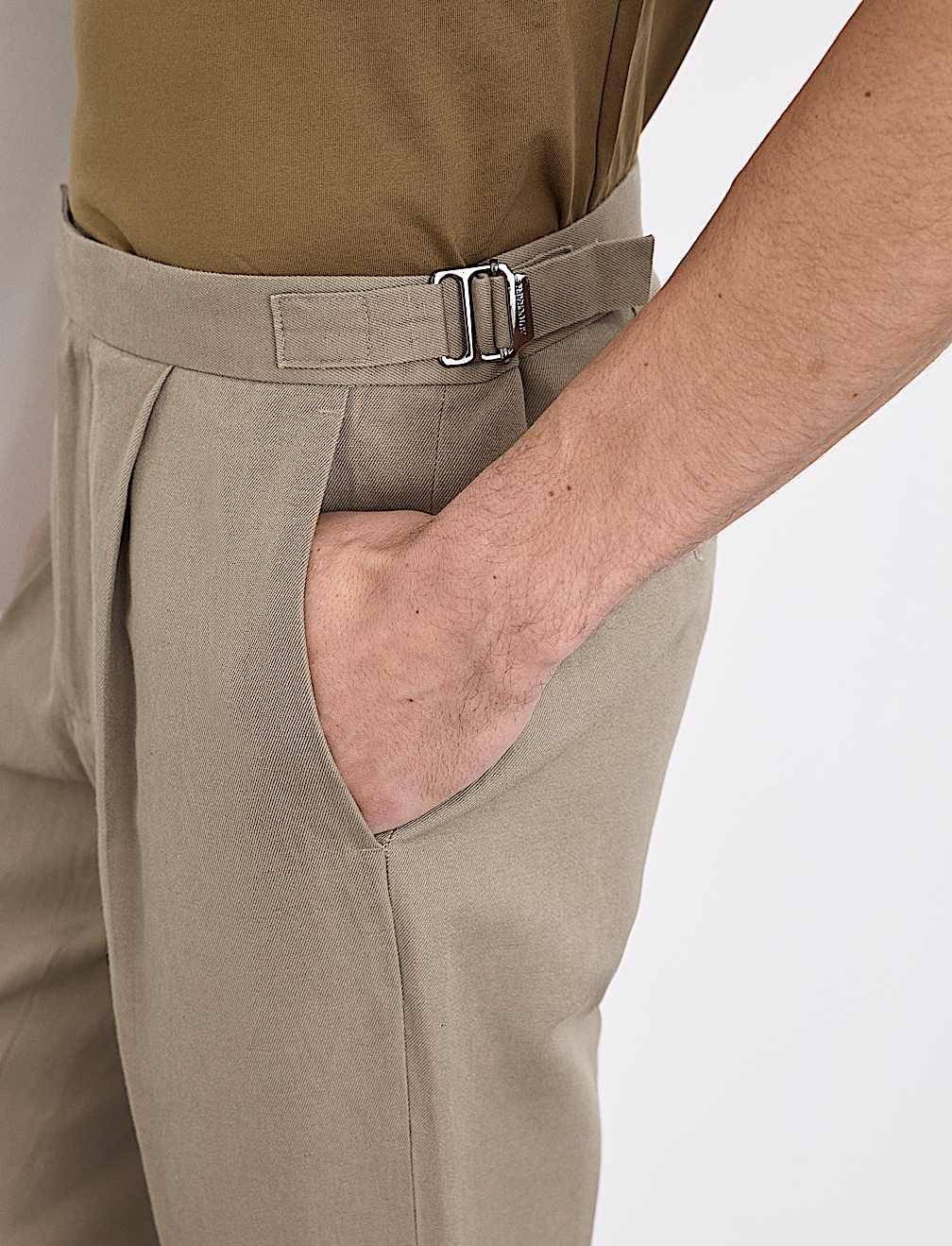 Tapered Fit Cotton Linen Blend Trousers