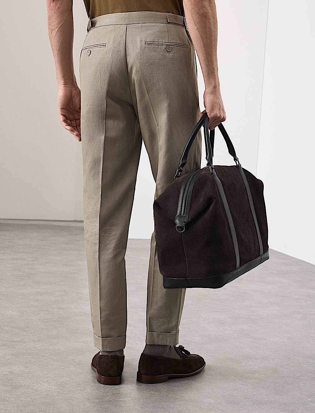 Tapered Fit Cotton Linen Blend Trousers