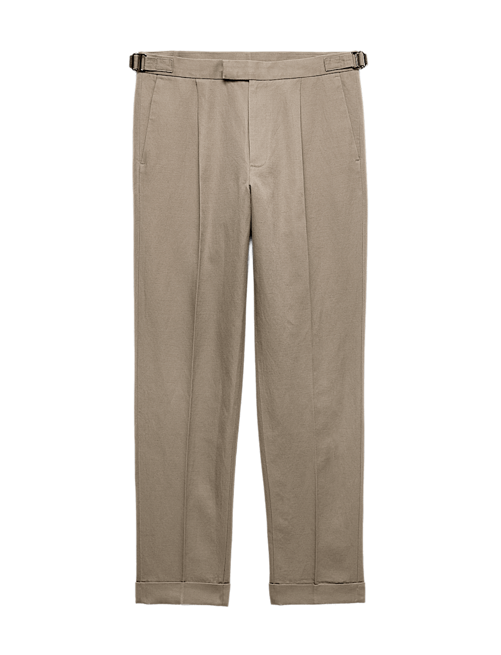 Tapered Fit Cotton Linen Blend Trousers