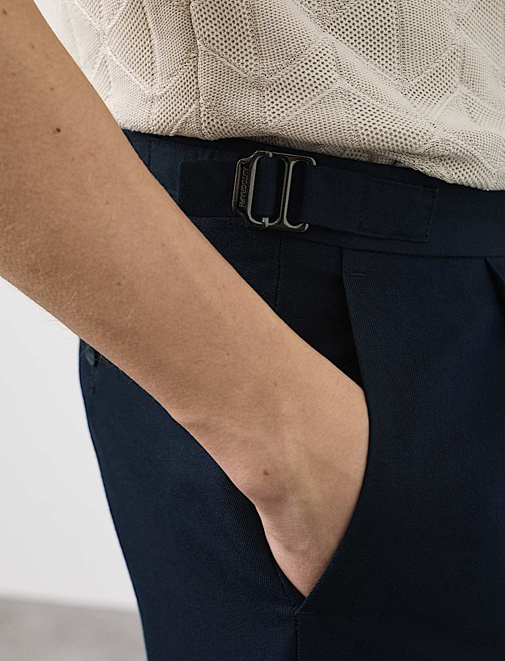 Tapered Fit Cotton Linen Blend Trousers