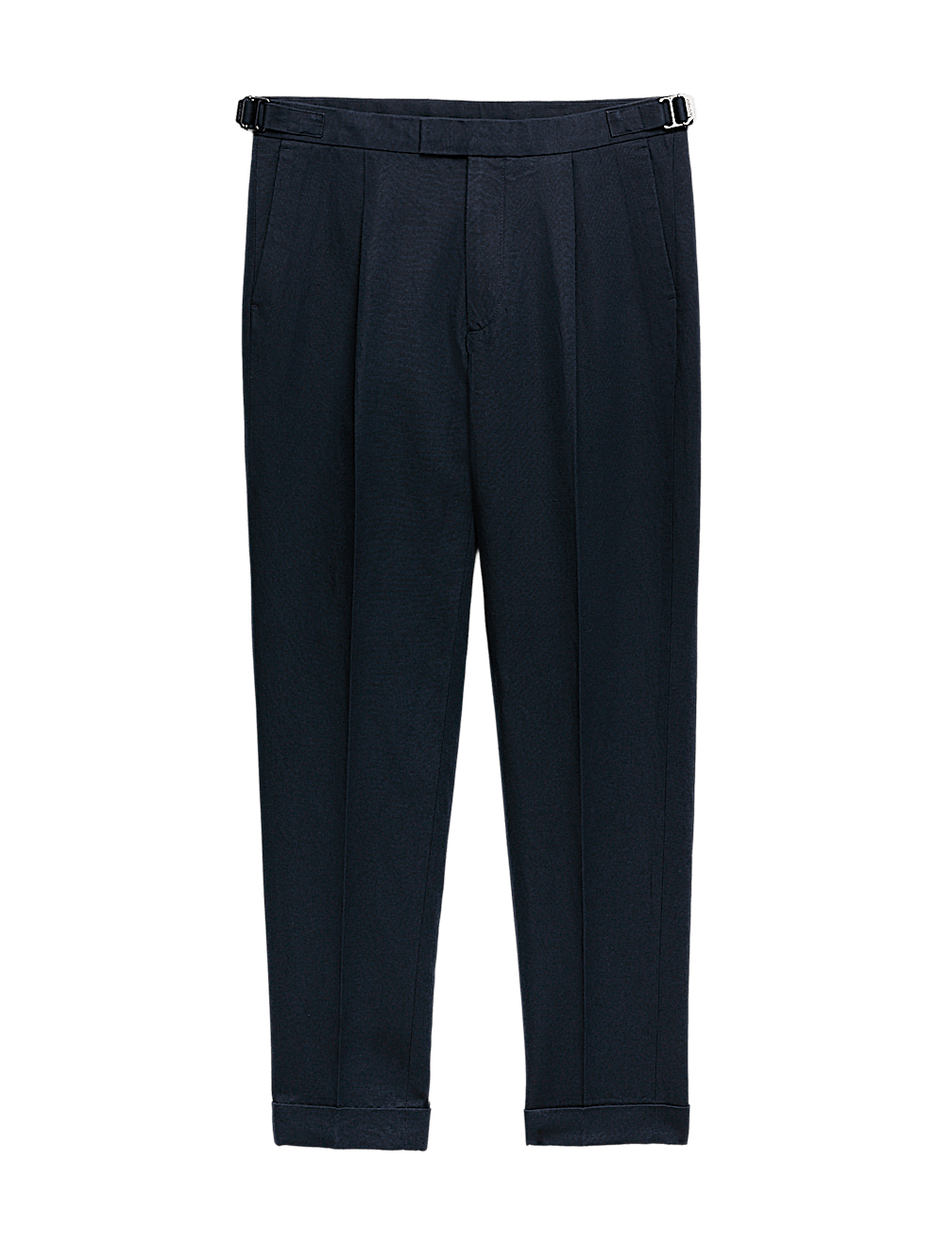 Tapered Fit Cotton Linen Blend Trousers