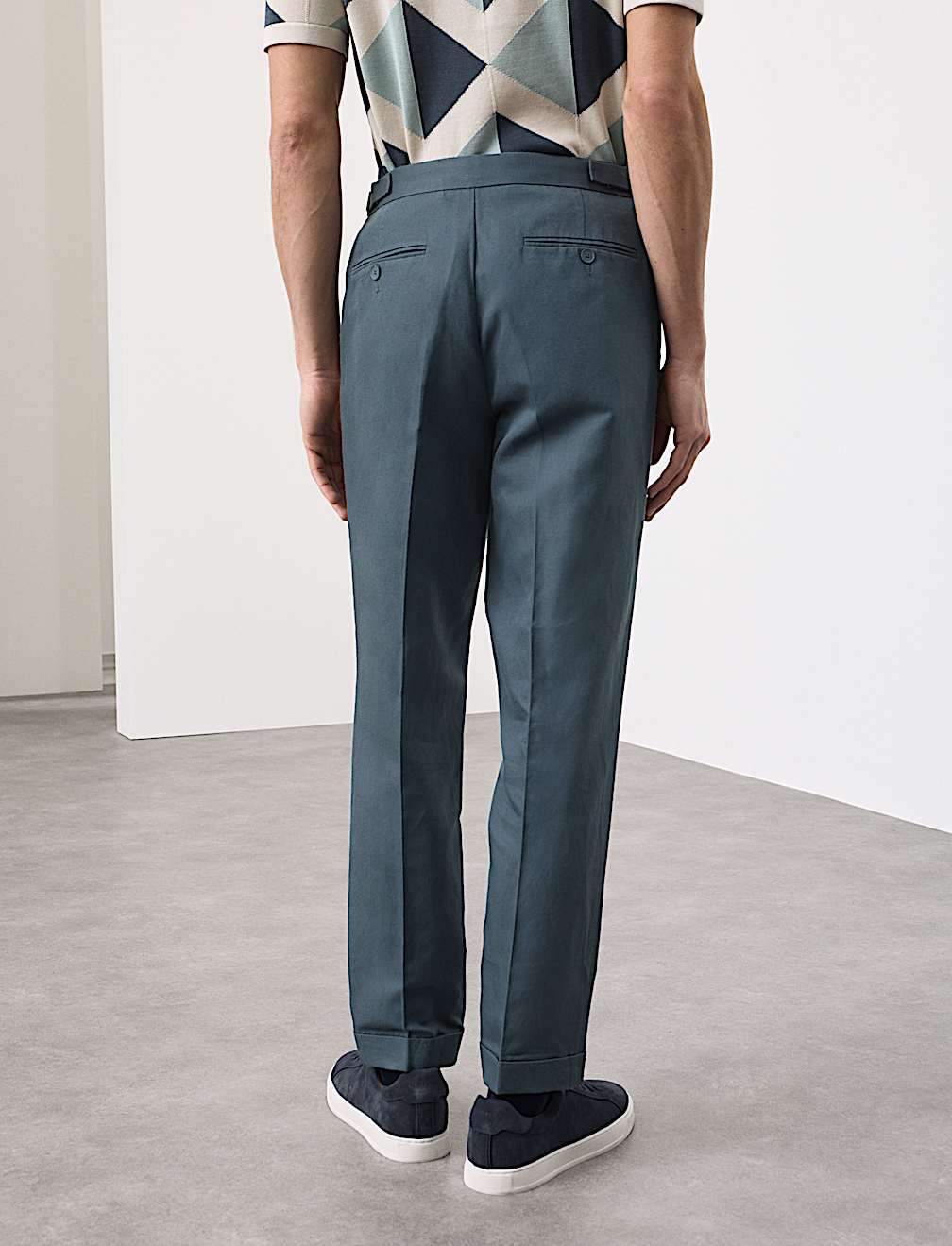 Tapered Fit Cotton Linen Blend Trousers