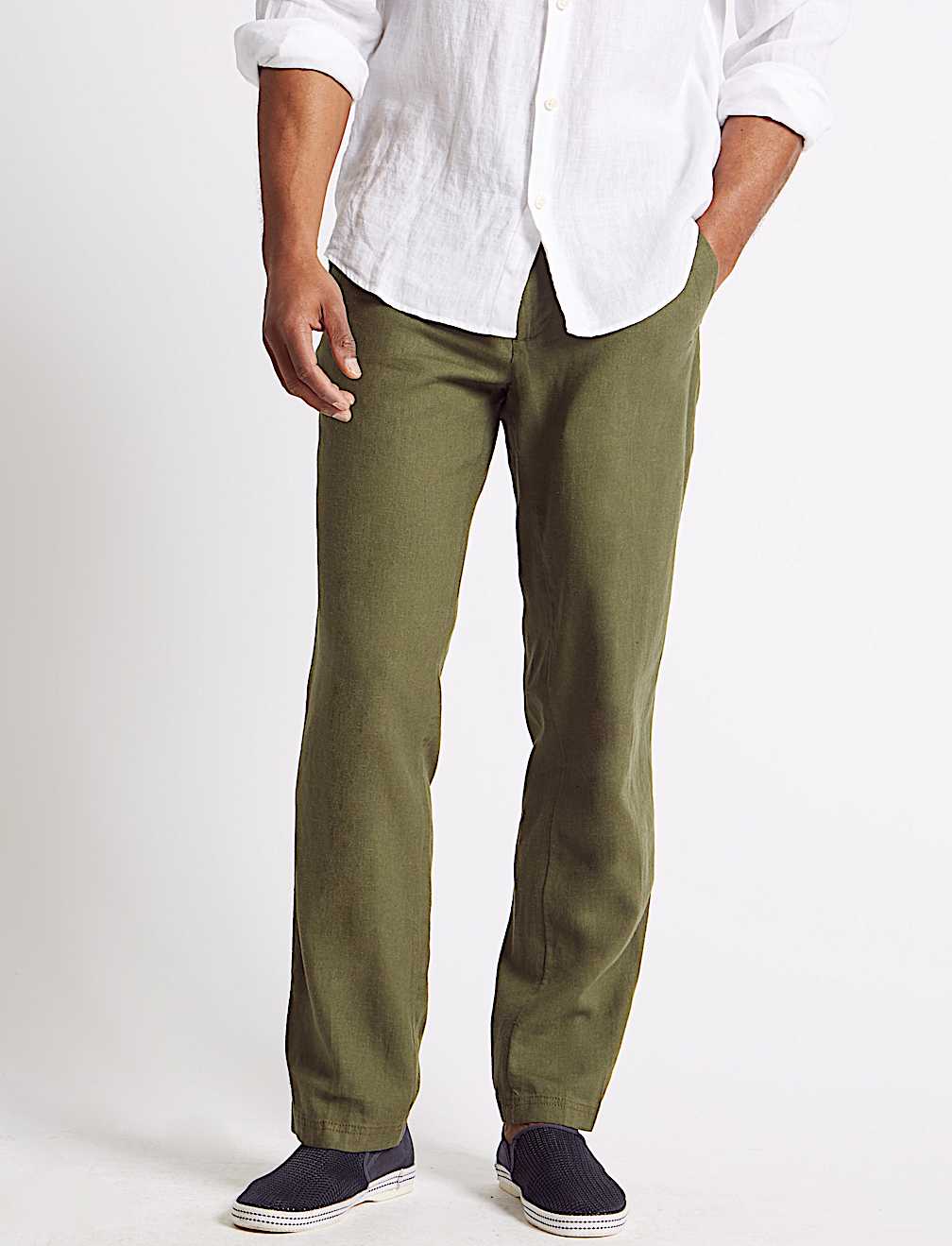 Regular Fit Linen Rich Trousers