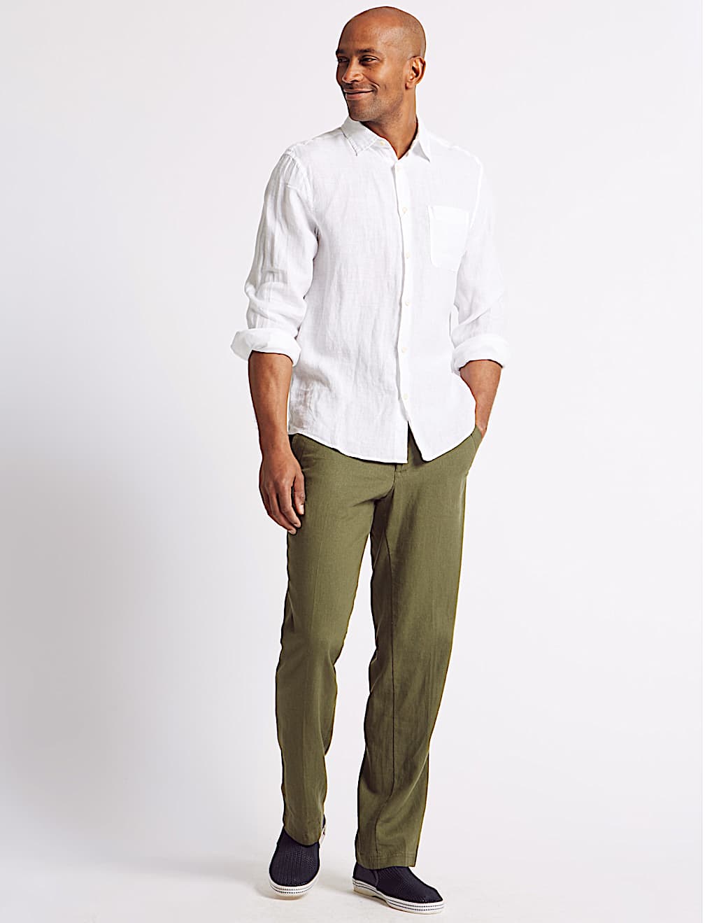 Regular Fit Linen Rich Trousers