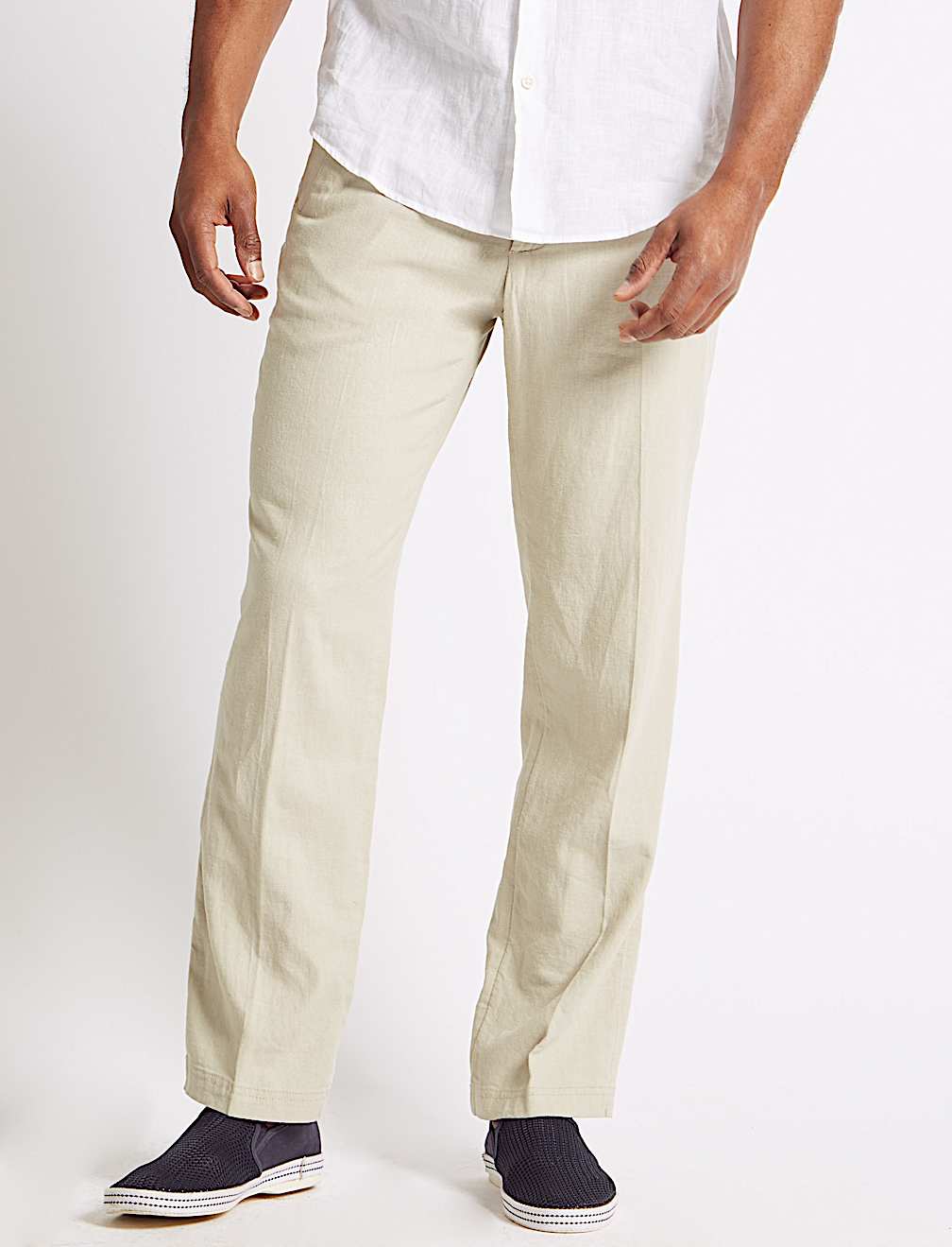 Regular Fit Linen Rich Trousers