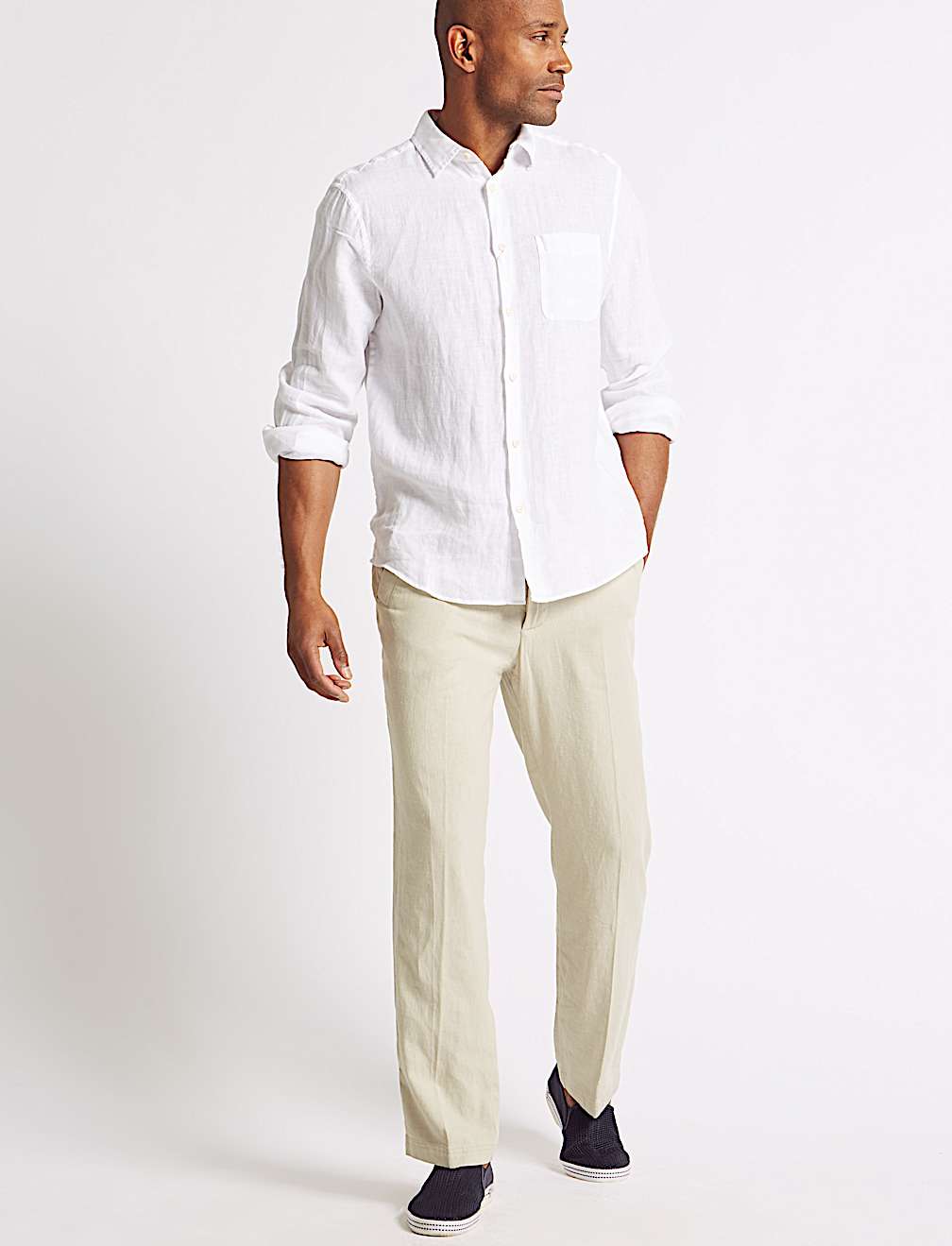 Regular Fit Linen Rich Trousers