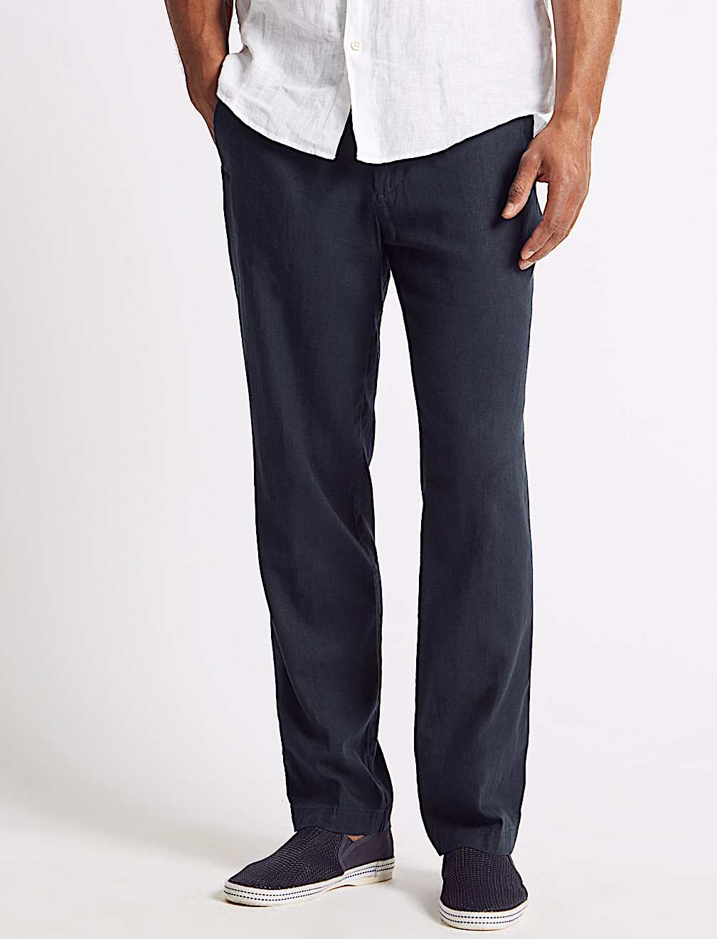 Regular Fit Linen Rich Trousers