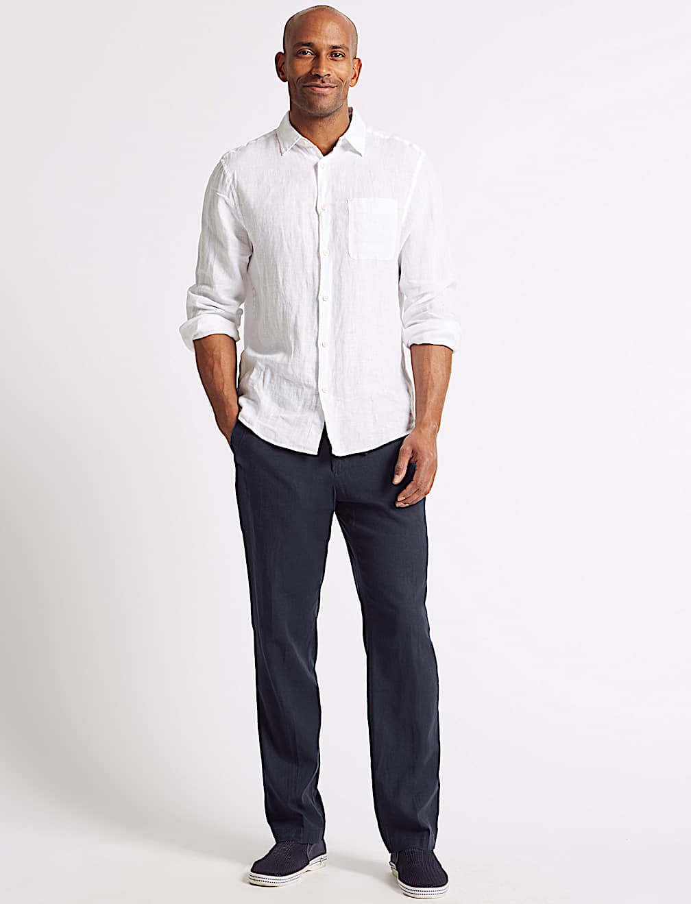 Regular Fit Linen Rich Trousers
