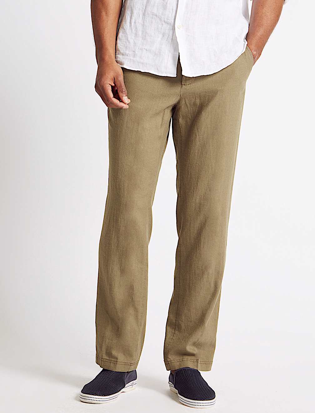 Regular Fit Linen Rich Trousers