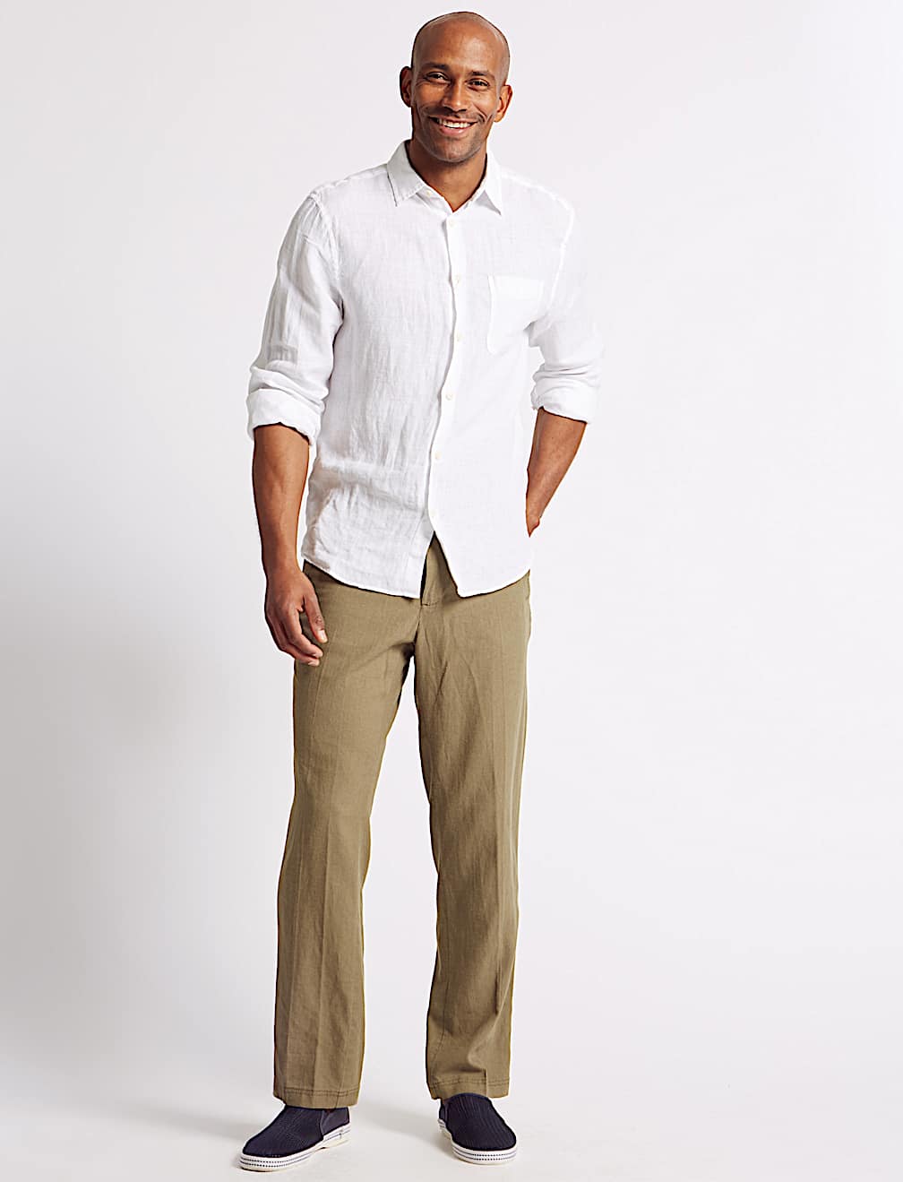 Regular Fit Linen Rich Trousers