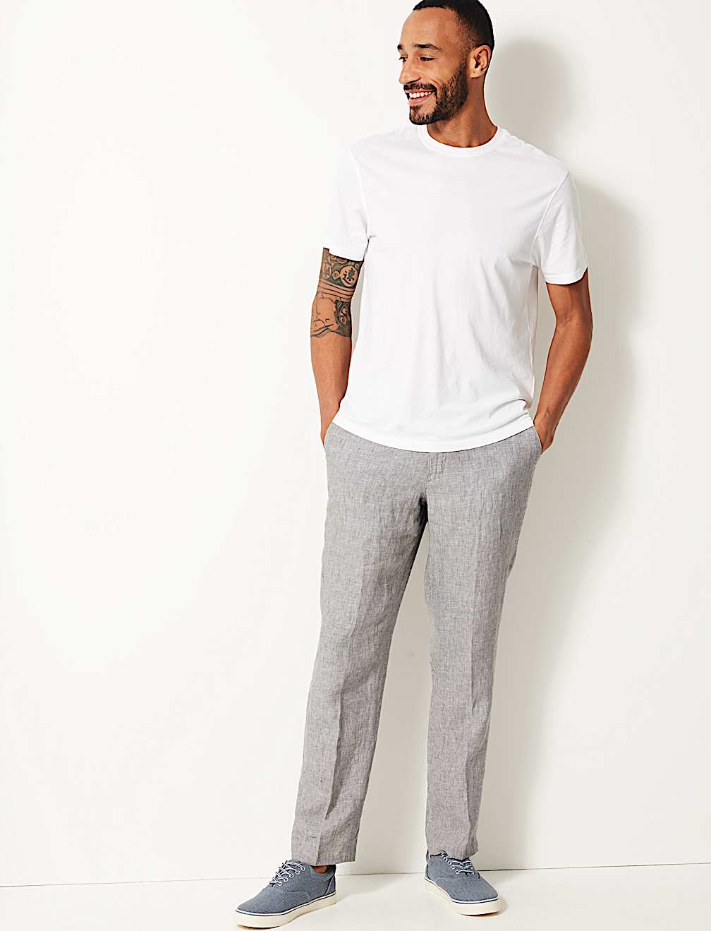 Tailored Fit Pure Linen Trousers