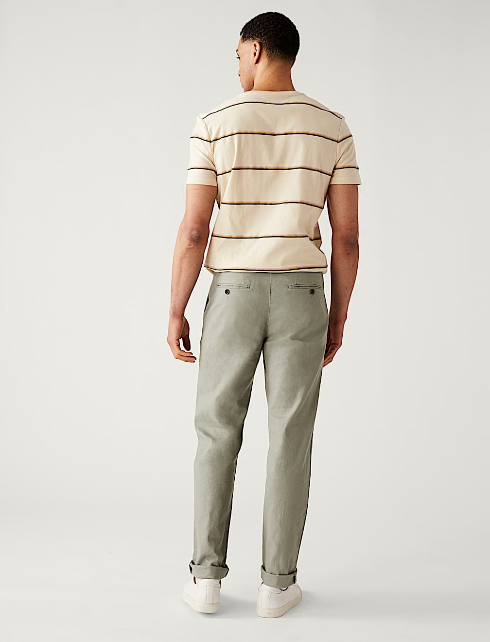 Linen Mix Plain Regular Fit Trousers
