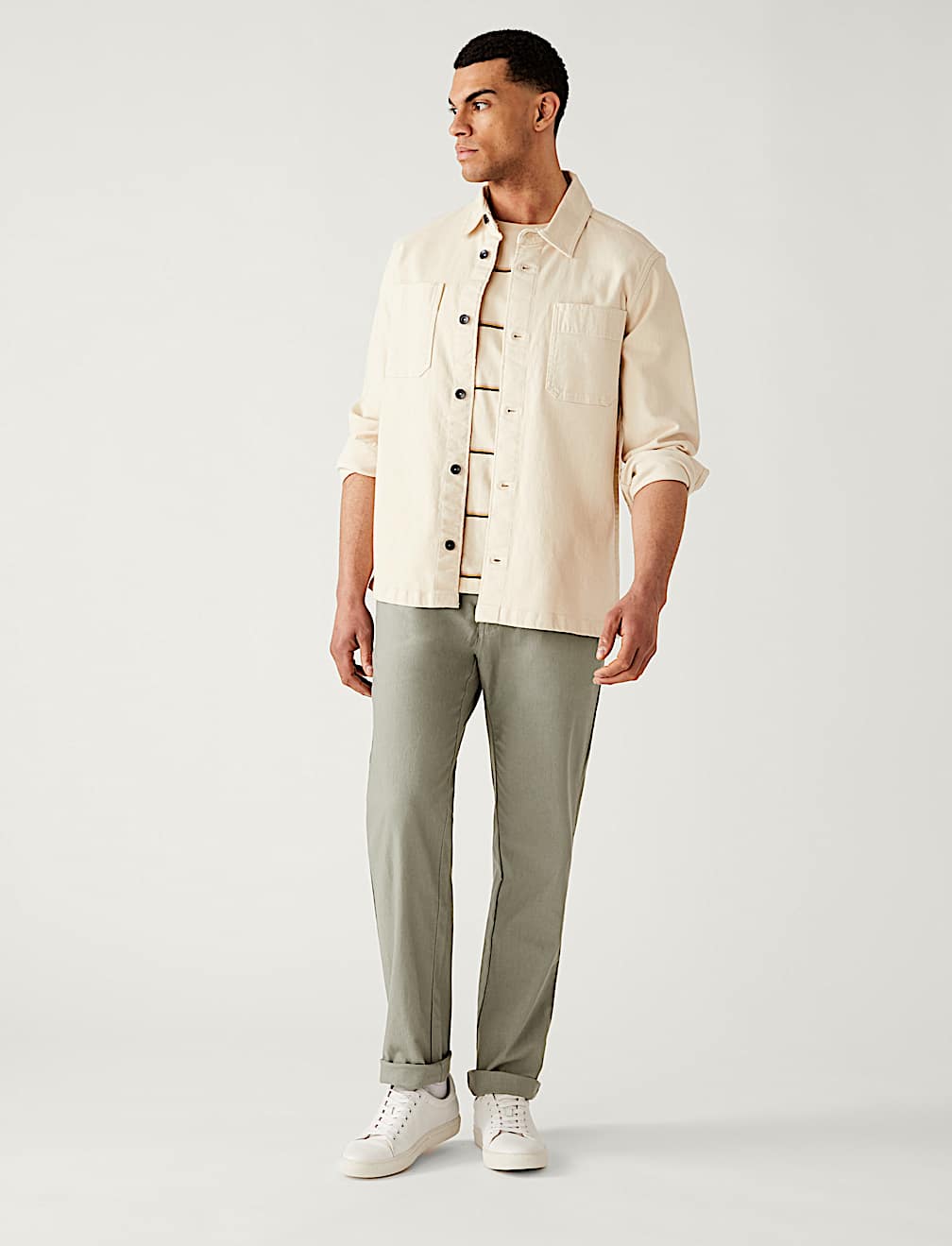 Linen Mix Plain Regular Fit Trousers