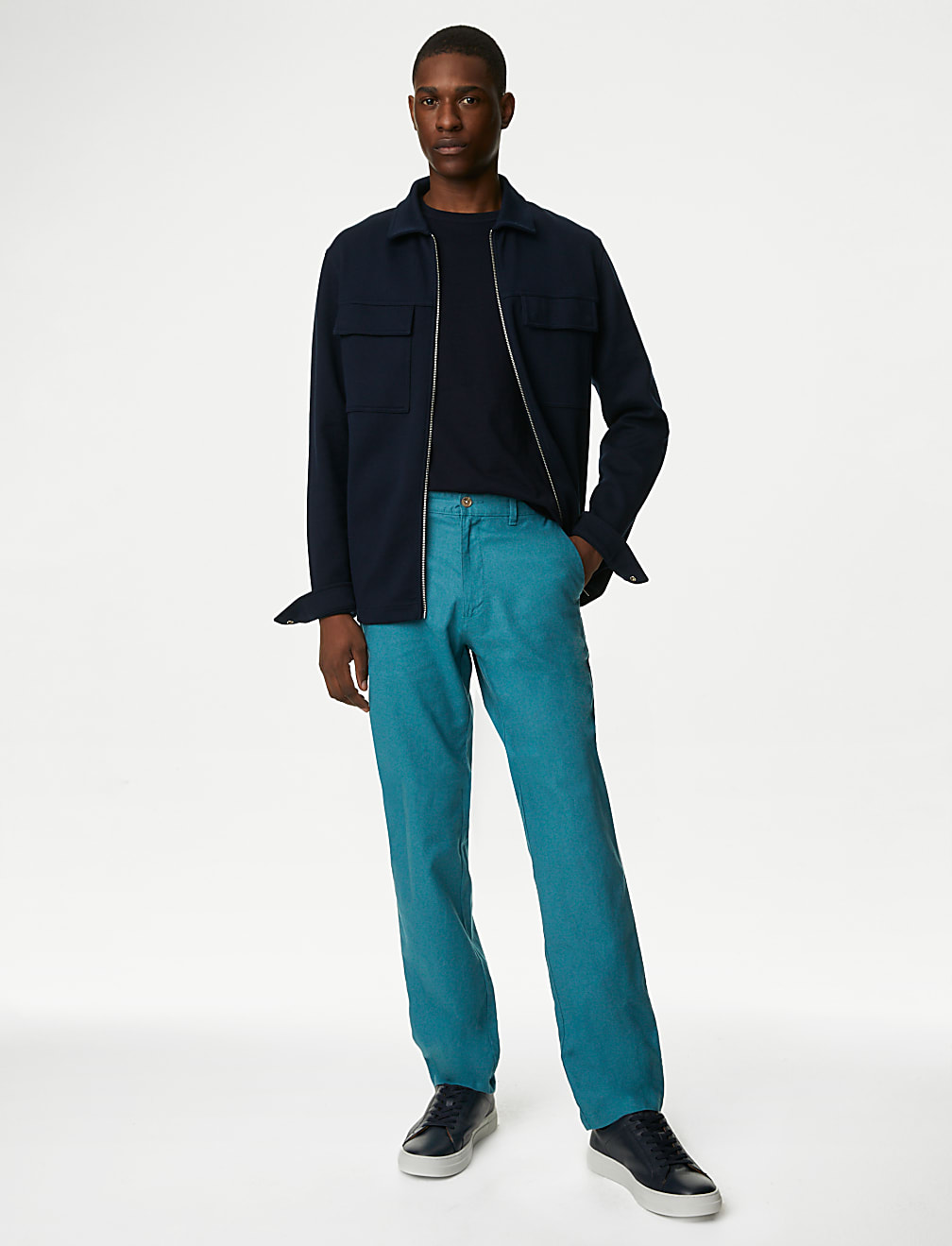 Linen Mix Plain Regular Fit Trousers