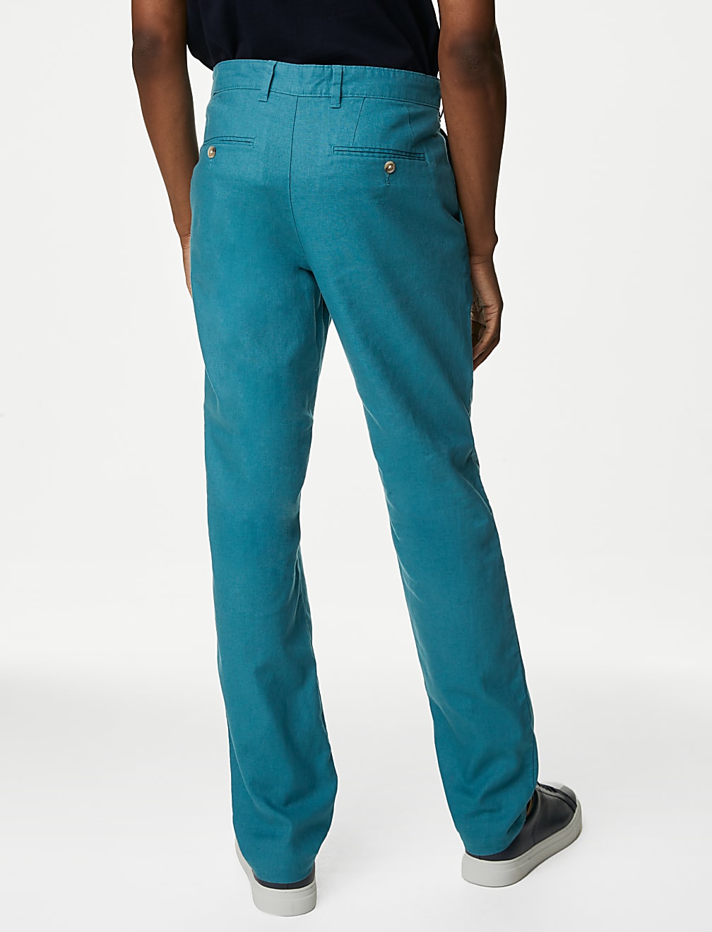 Linen Mix Plain Regular Fit Trousers