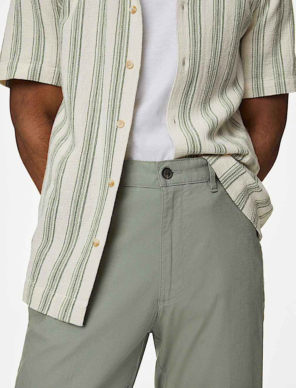 Regular Fit Linen Blend Stretch Chinos