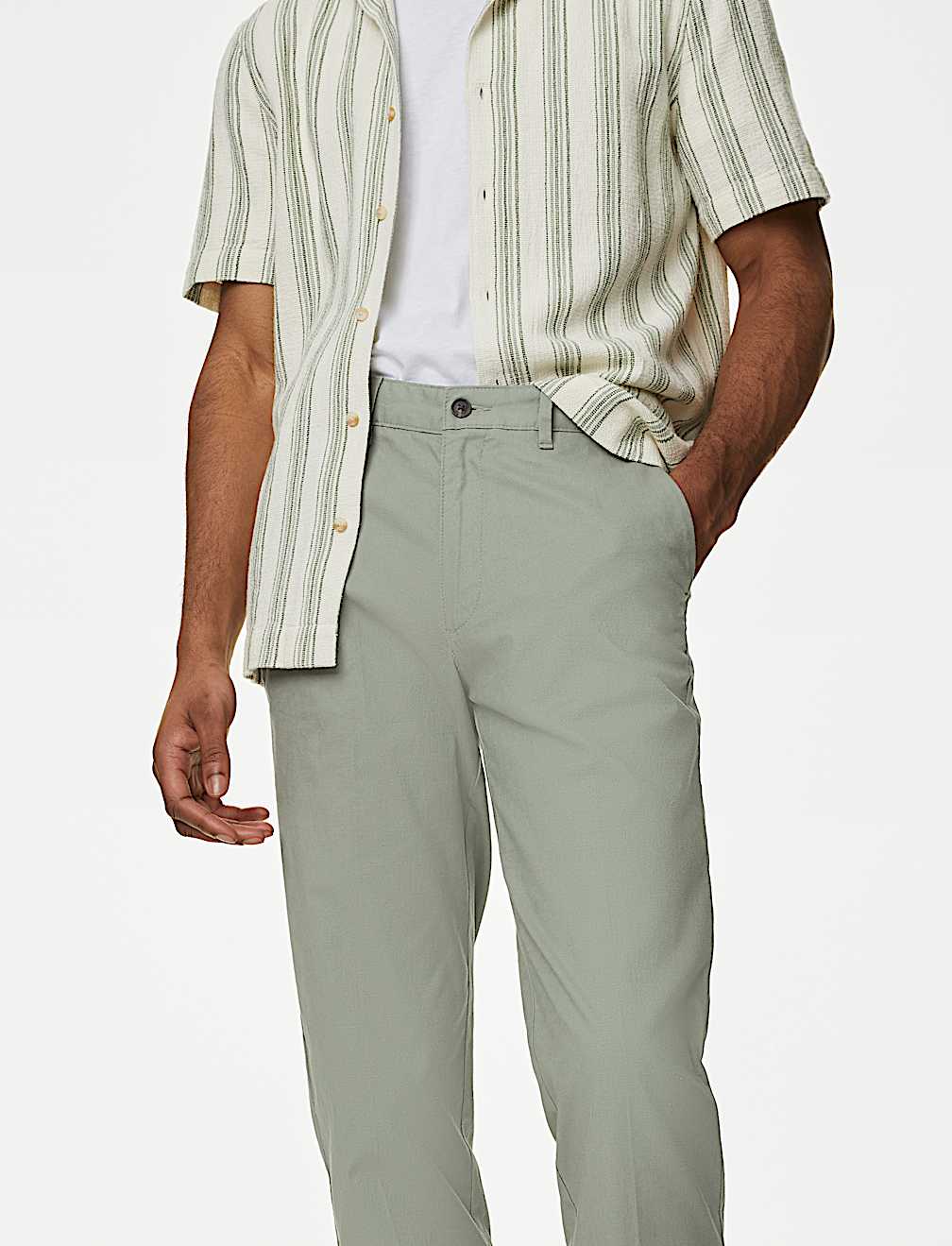 Regular Fit Linen Blend Stretch Chinos