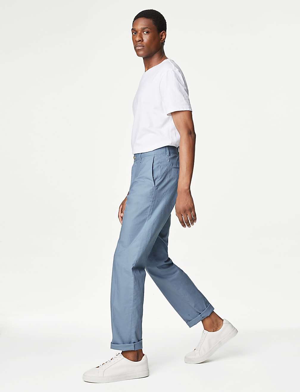 Regular Fit Linen Blend Stretch Chinos