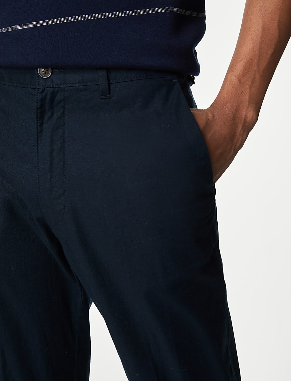 Regular Fit Linen Blend Stretch Chinos
