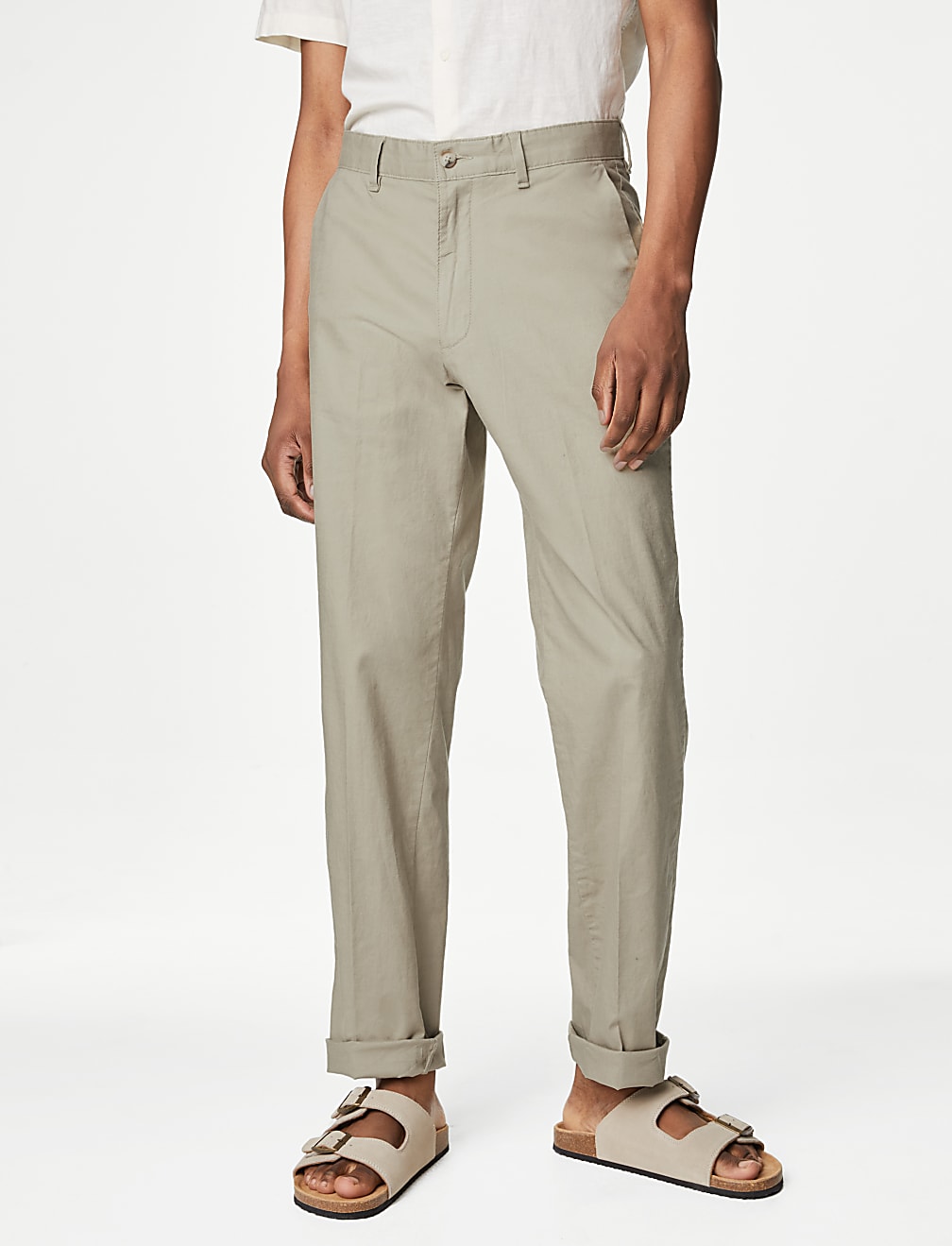 Regular Fit Linen Blend Stretch Chinos