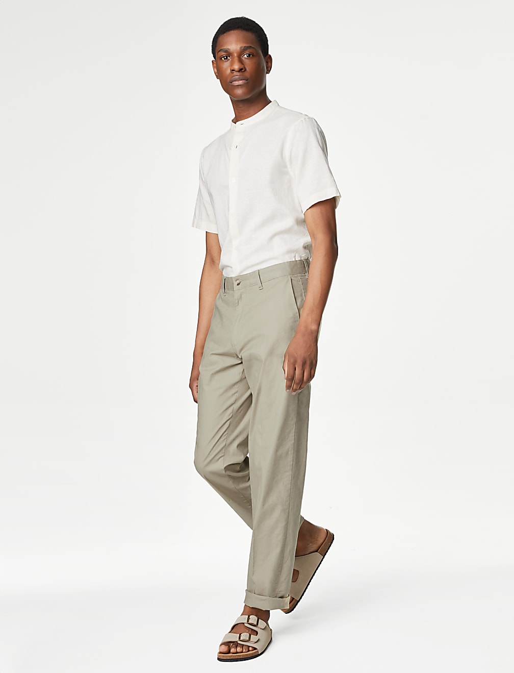 Regular Fit Linen Blend Stretch Chinos
