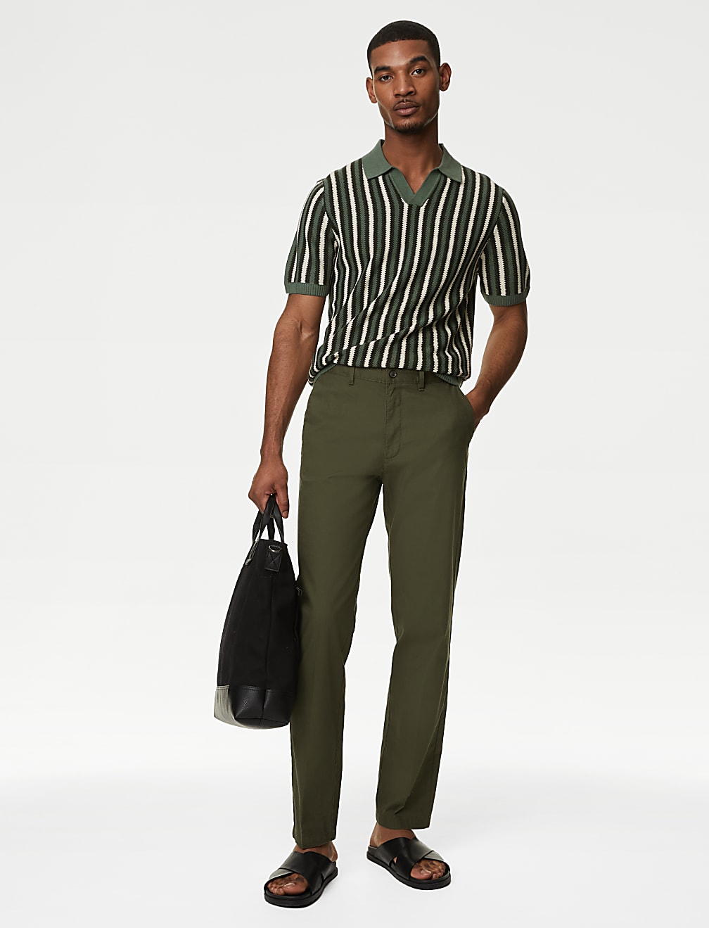 Regular Fit Linen Blend Stretch Chinos