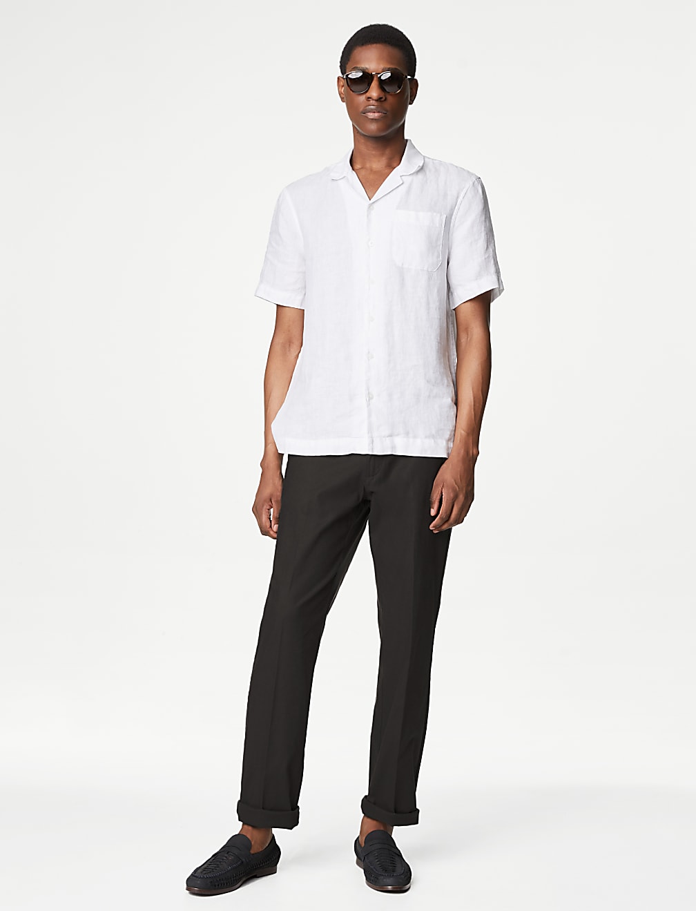 Regular Fit Linen Blend Stretch Chinos