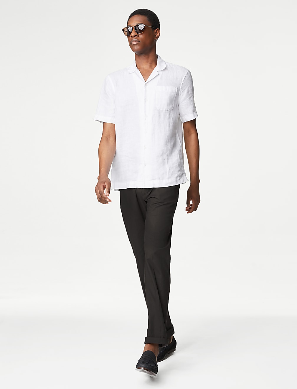 Regular Fit Linen Blend Stretch Chinos