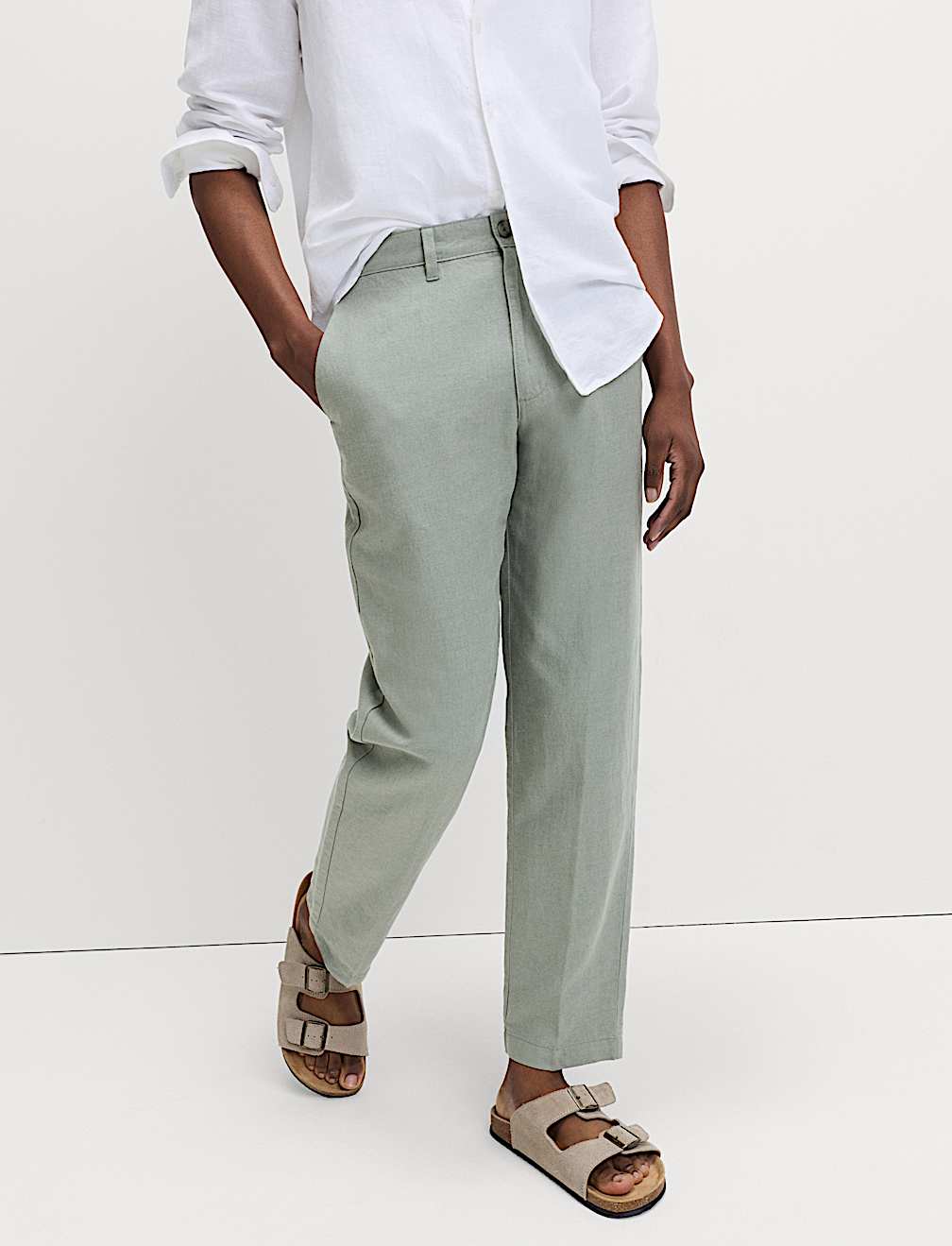 Regular Fit Linen Blend Chinos