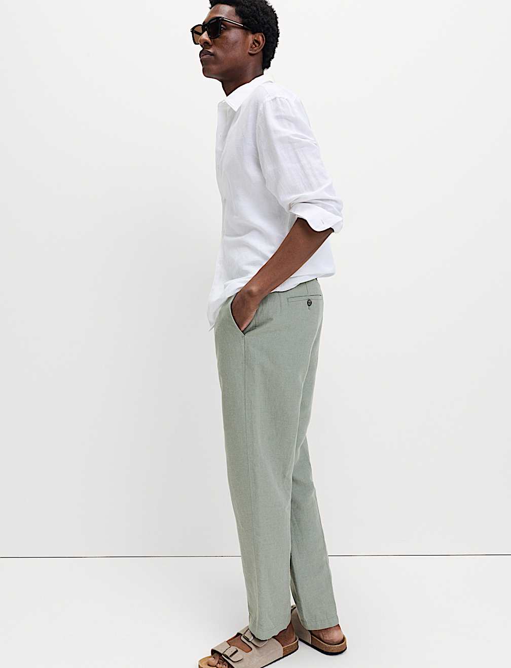 Regular Fit Linen Blend Chinos