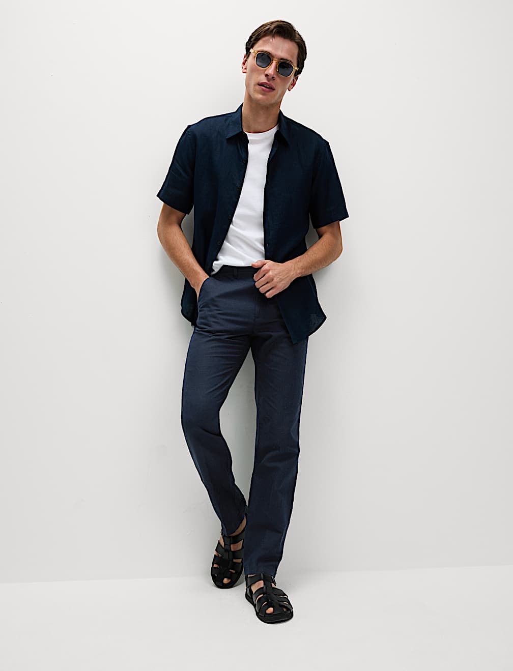 Regular Fit Cotton Linen Blend Chinos