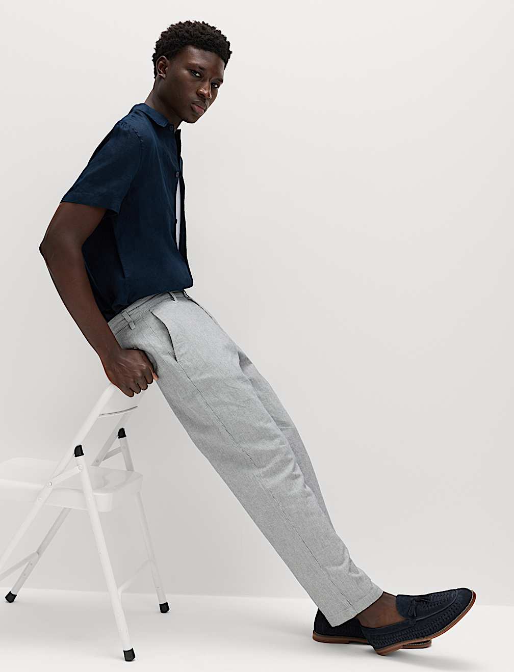 Regular Fit Cotton Linen Blend Chinos