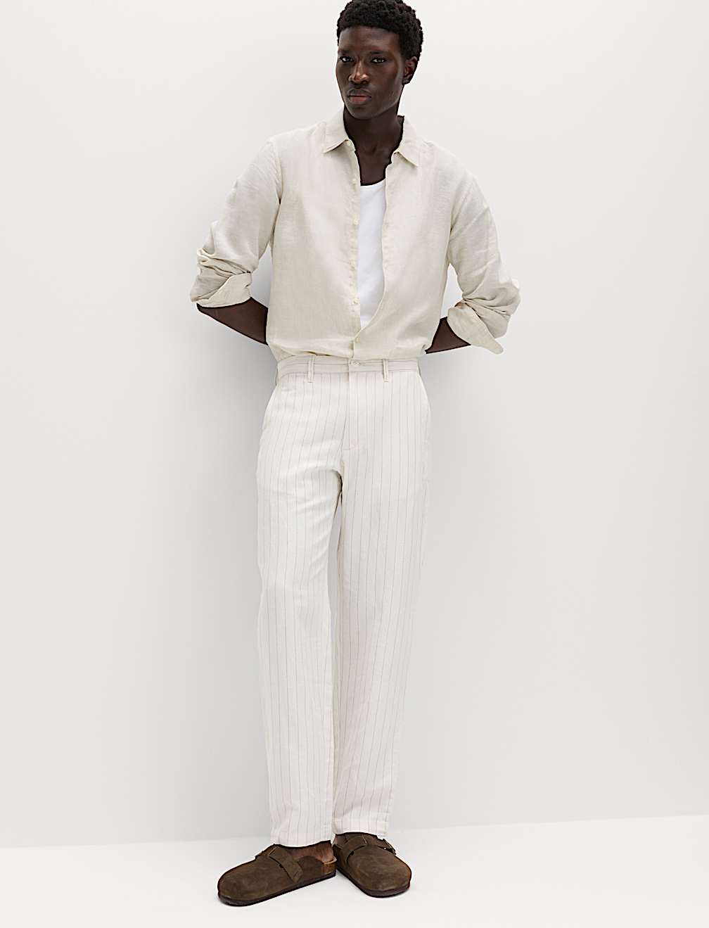 Regular Fit Cotton Linen Blend Chinos