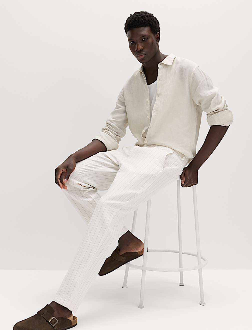 Regular Fit Cotton Linen Blend Chinos