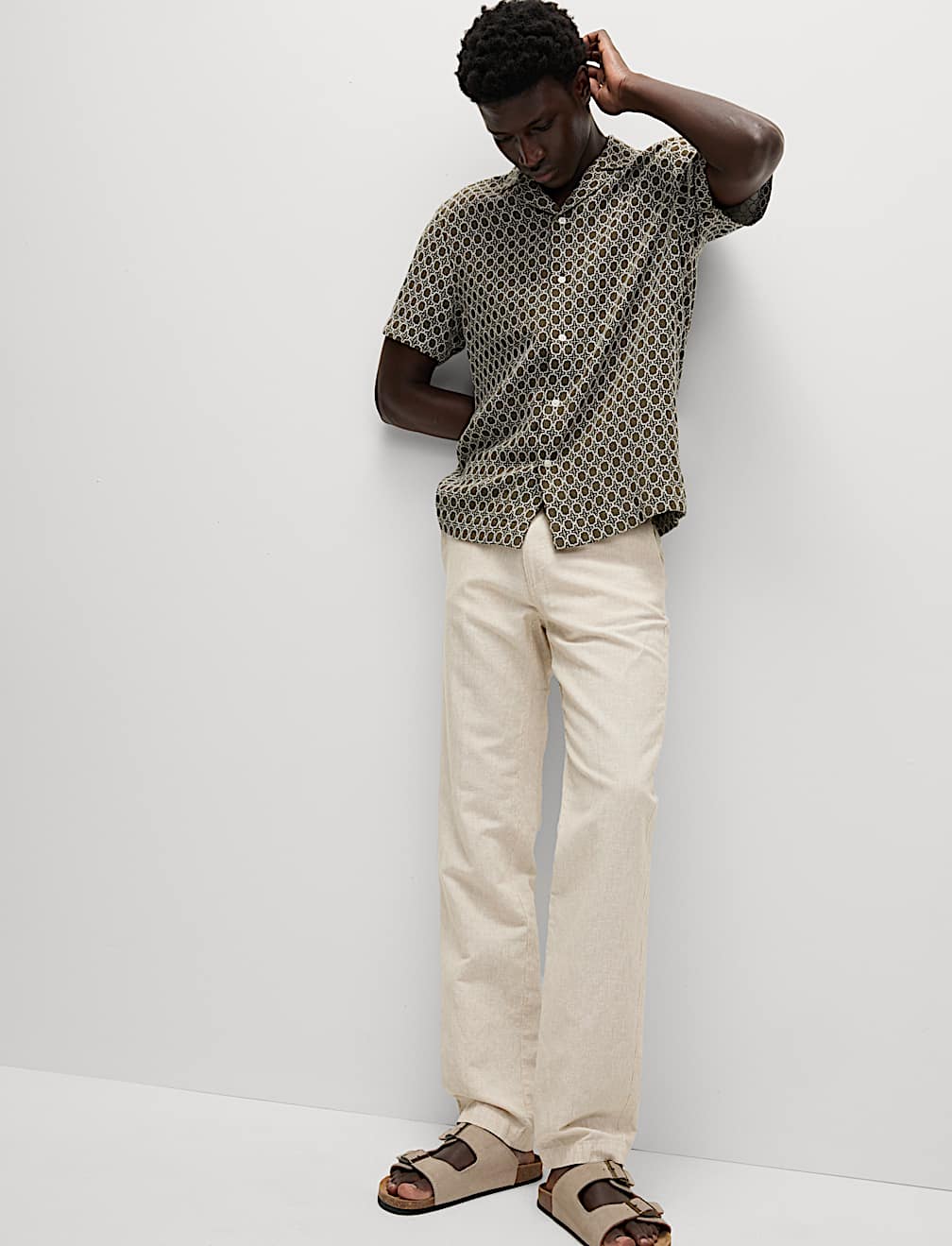 Regular Fit Cotton Linen Blend Chinos