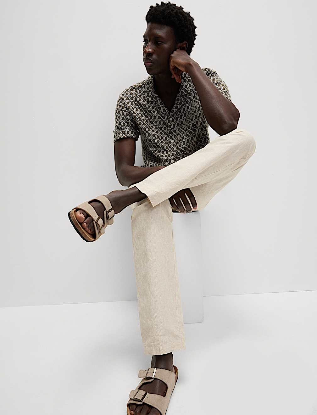 Regular Fit Cotton Linen Blend Chinos