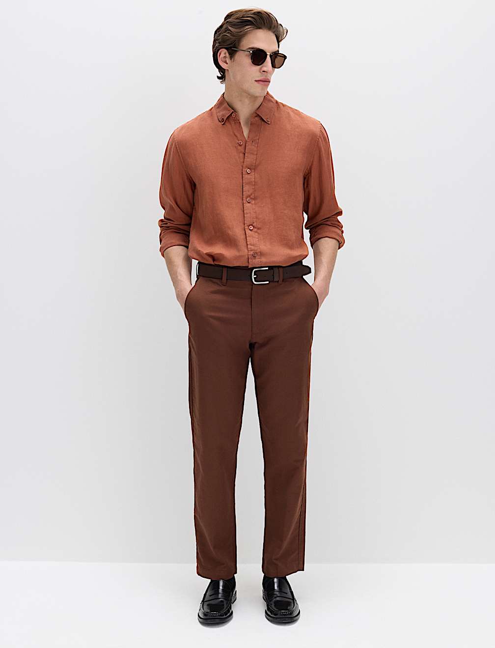 Regular Fit Linen Blend Chinos