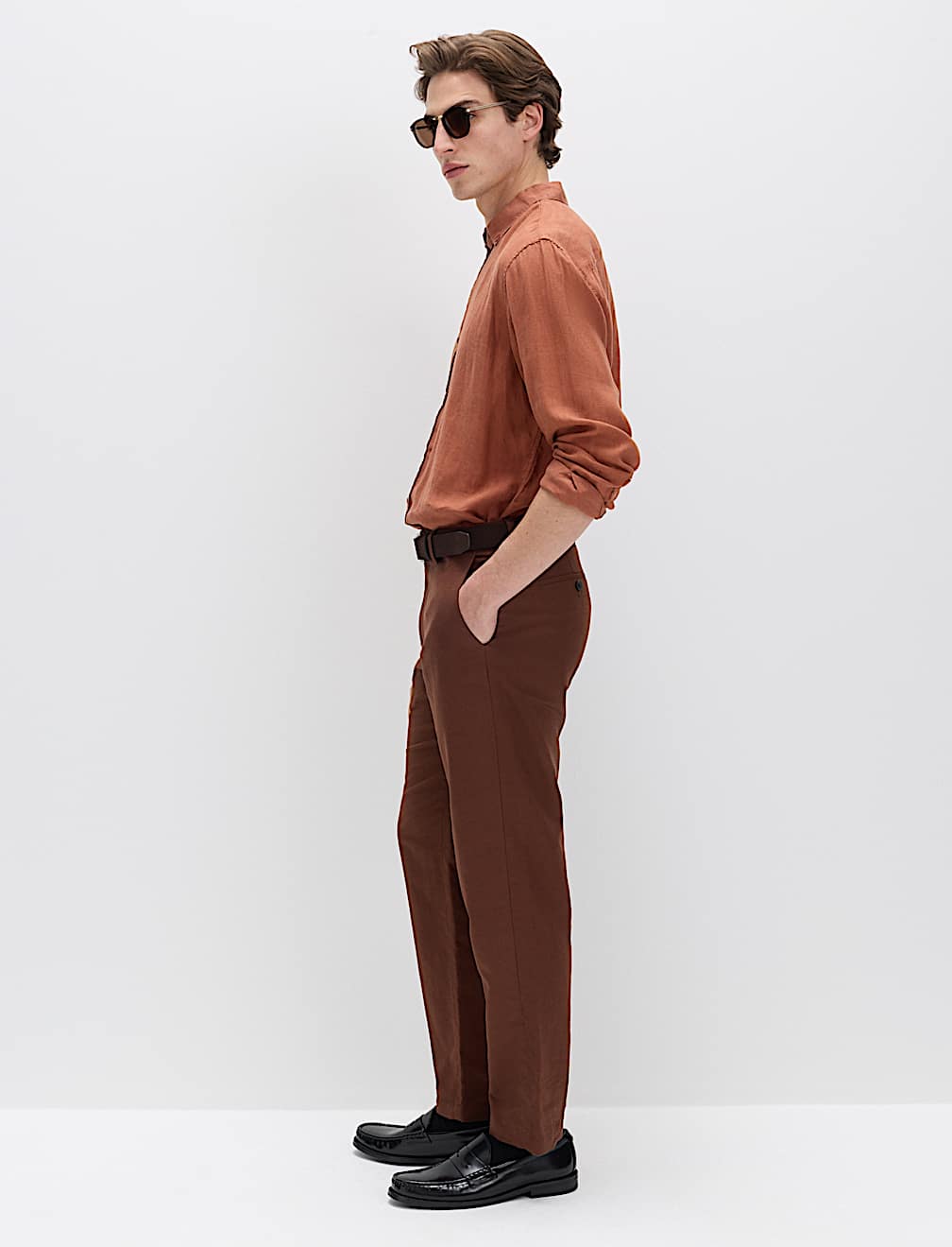 Regular Fit Linen Blend Chinos