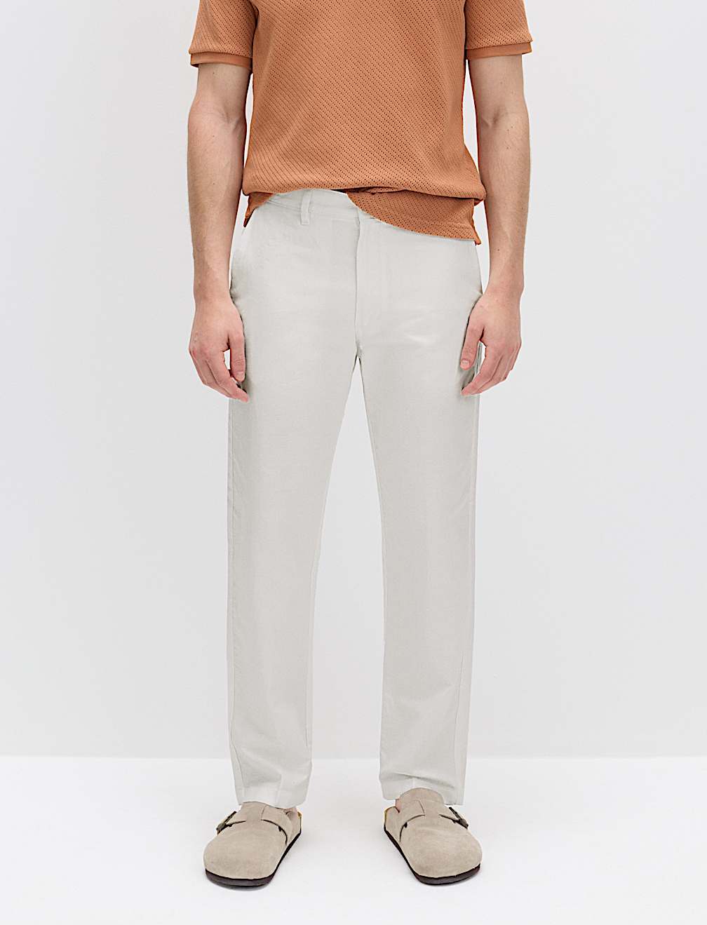 Regular Fit Linen Blend Chinos