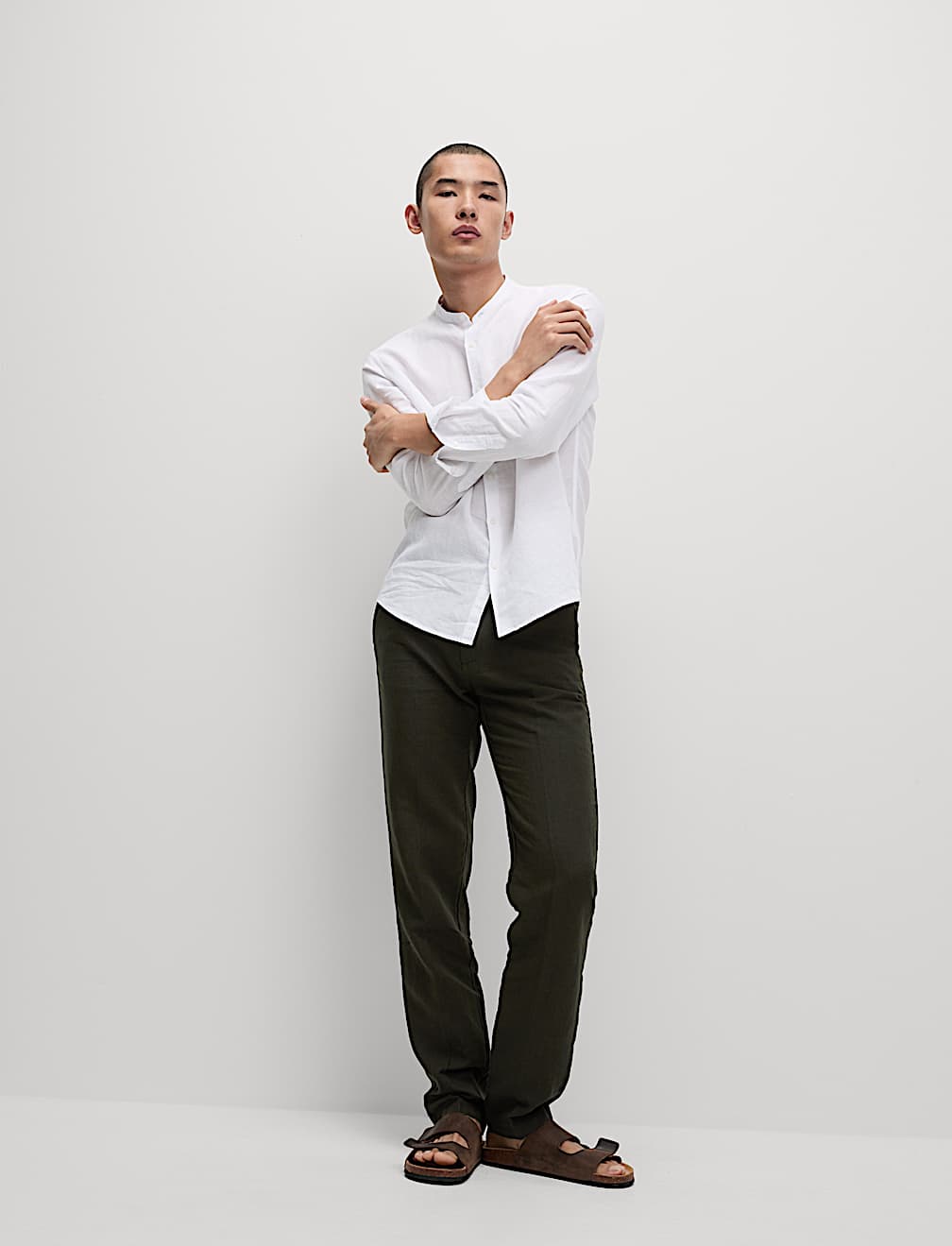 Regular Fit Cotton Linen Blend Chinos