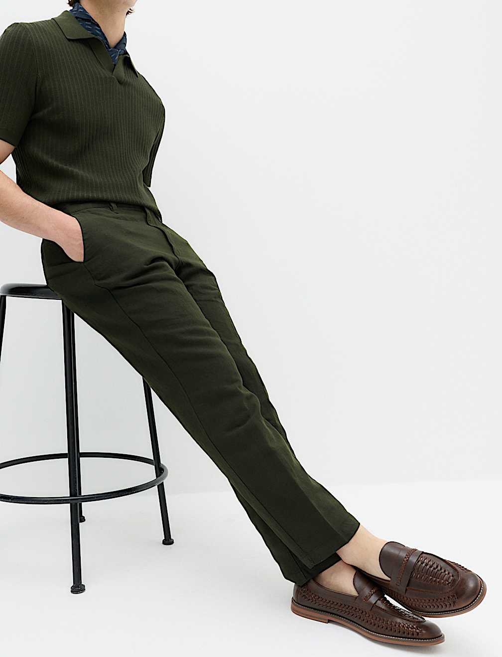 Regular Fit Linen Blend Chinos