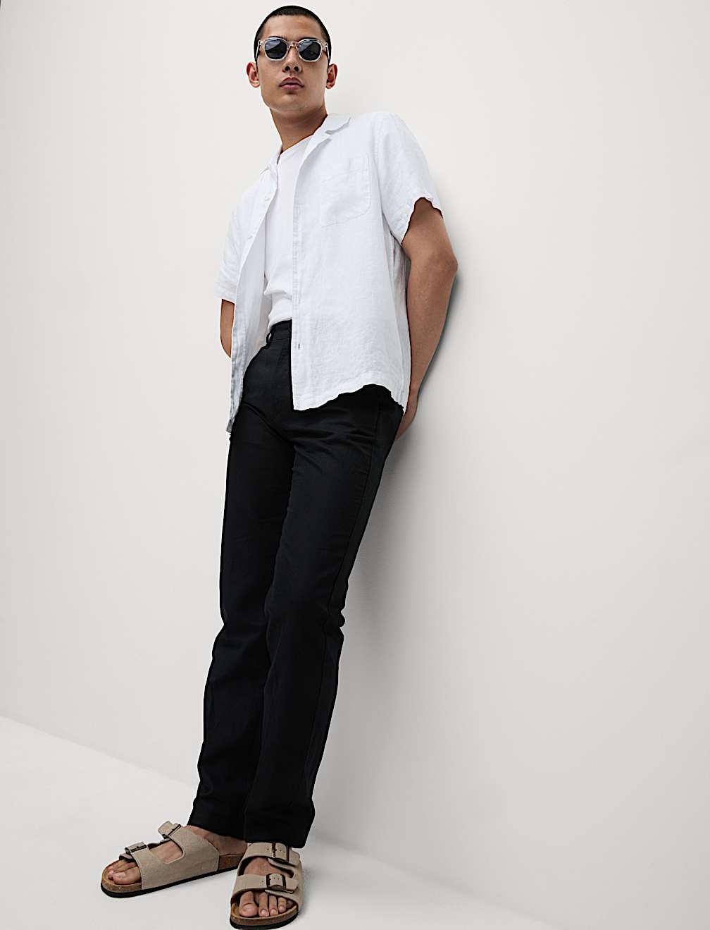 Regular Fit Cotton Linen Blend Chinos