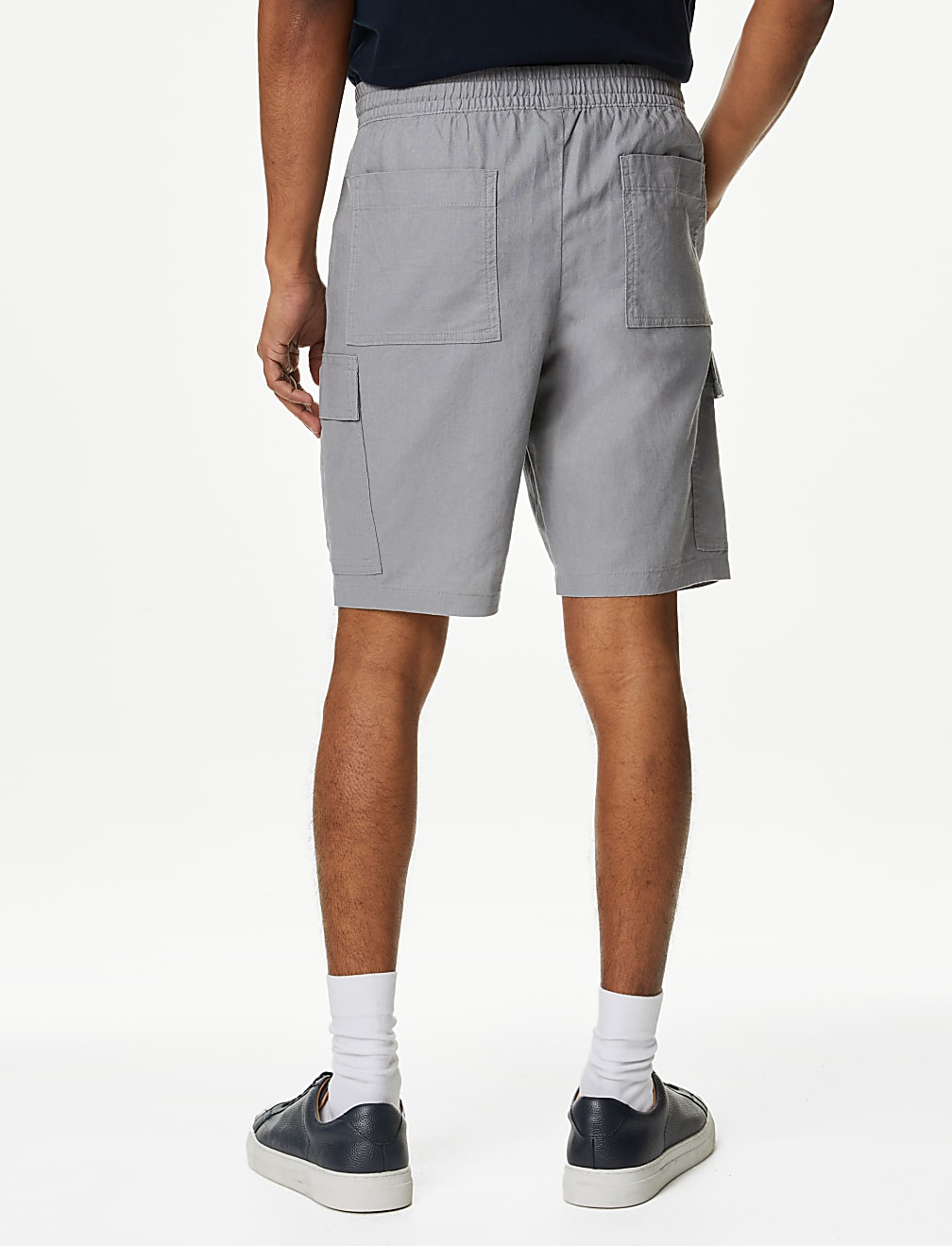 Linen Blend Elasticated Waist Utility Shorts'