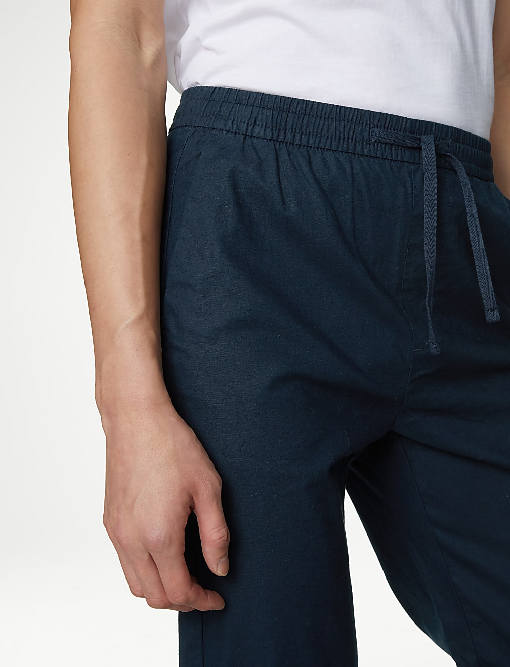 Tapered Fit Linen Blend Trousers