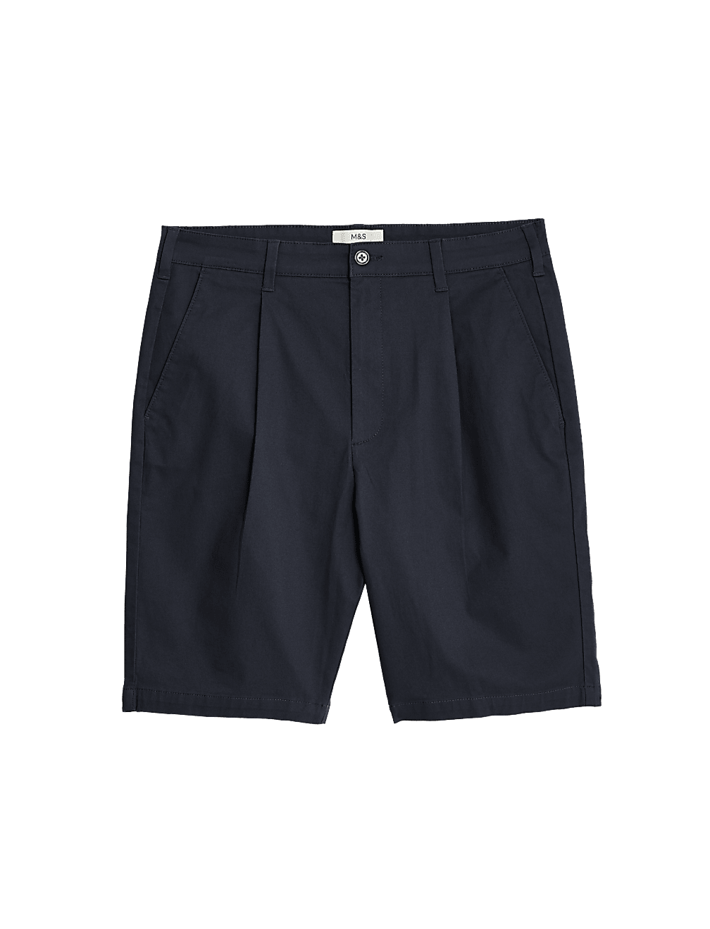 Single Pleat Stretch Chino Shorts