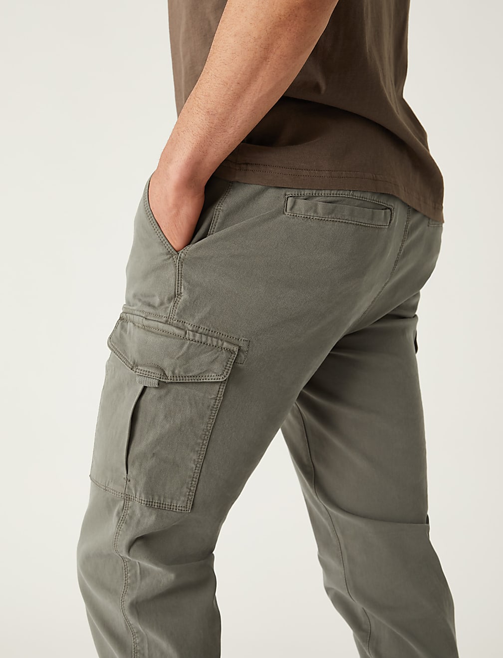 Slim Fit Textured Stretch Cargo Trousers
