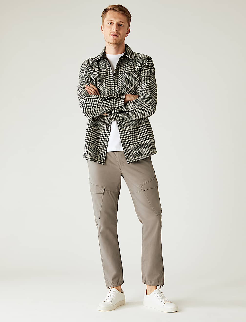 Slim Fit Elasticated Waist Cargo Trousers