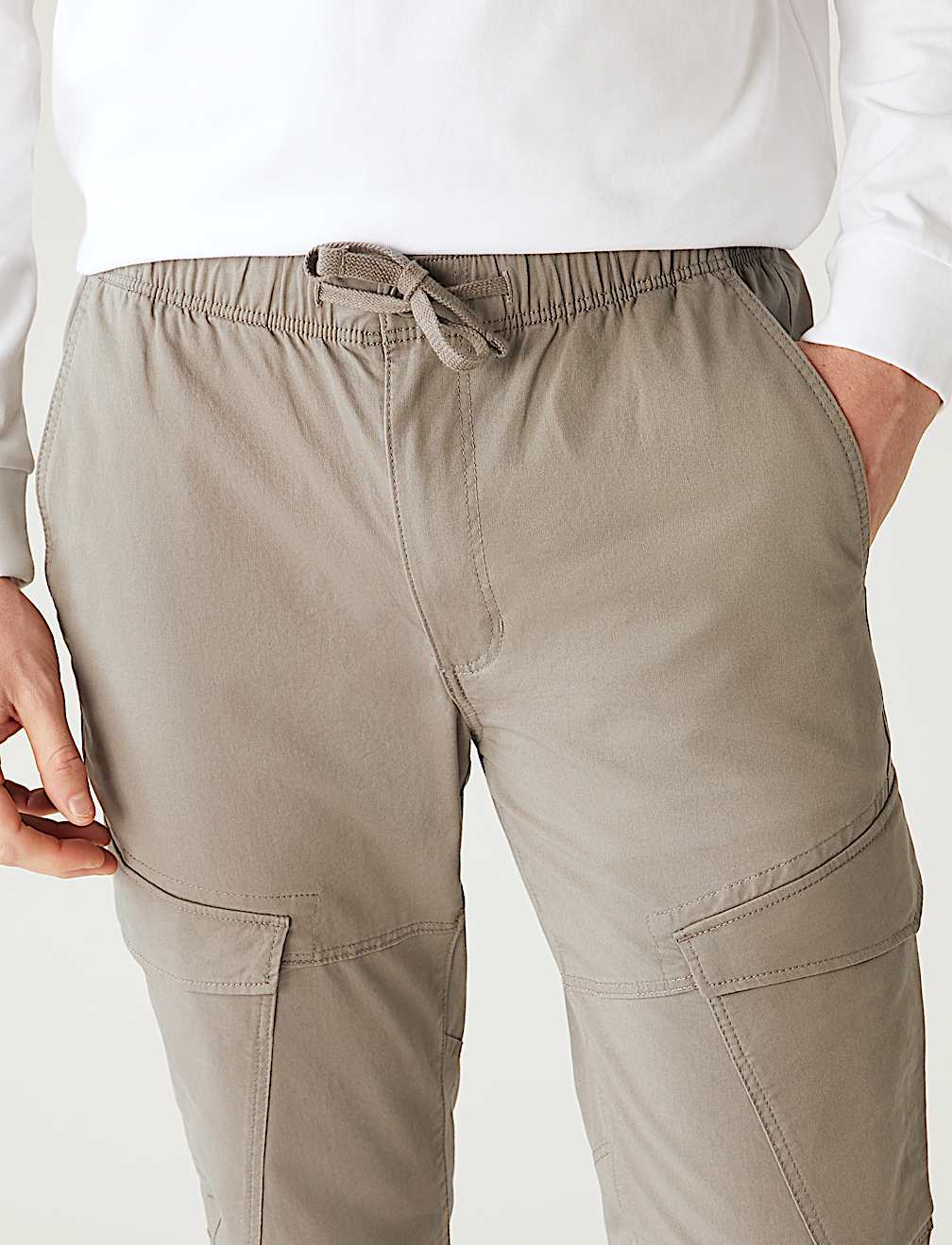Slim Fit Elasticated Waist Cargo Trousers