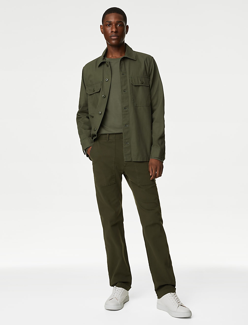 Straight Fit Utility Stretch Trousers