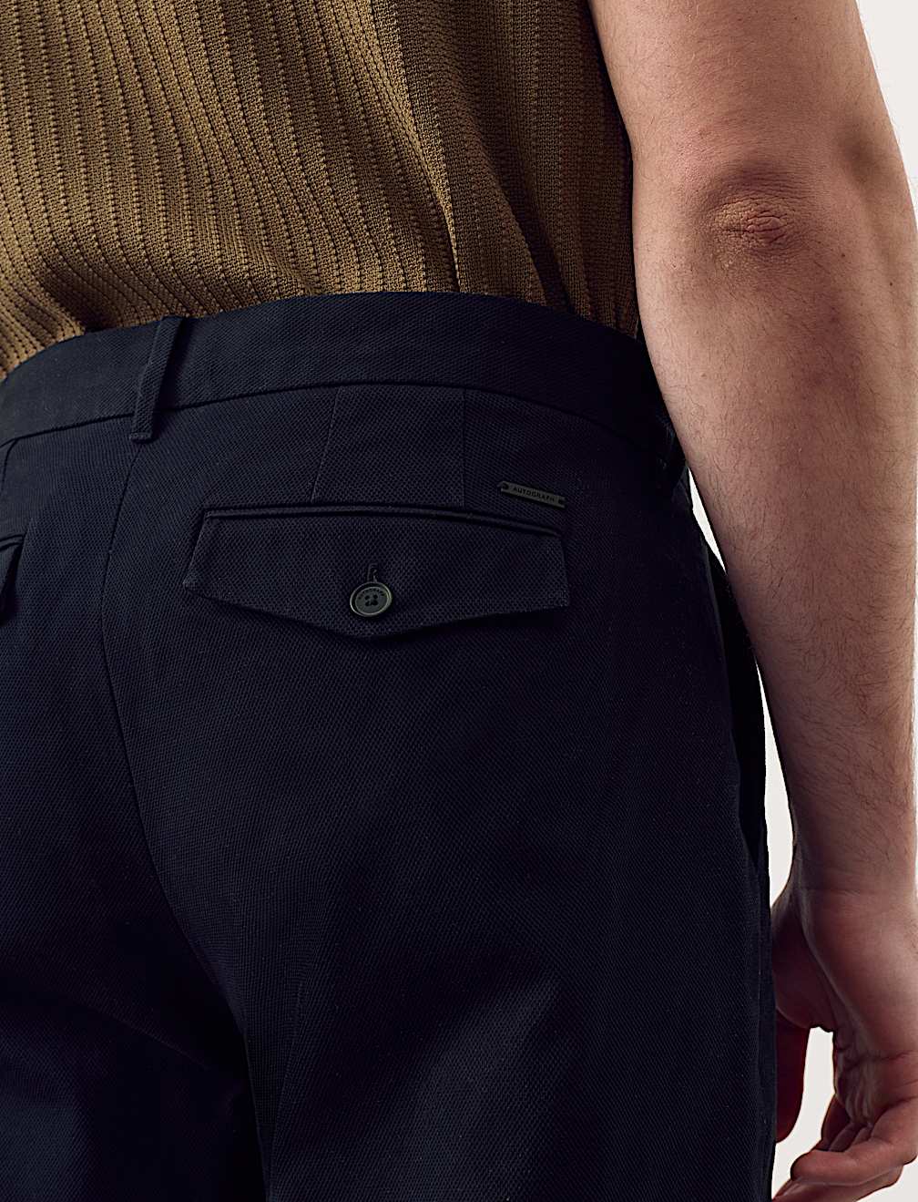 Tapered Fit Textured Dobby Pleat Front Chinos